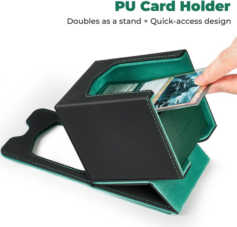 Fabmaker Deck Box Compatible with MTG Commander, (patent Pending) Magnetic Trading Card Storage Box with Commander, Fits 100 Double-Sleeved Cards, Card Box Compatible with Magic the Gathering, Green - Image 3